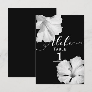Black Tropical Wedding Tischnummer White Hibiskus