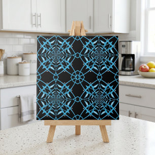 Black & Turquoise Abstract Modern Pattern Fliese