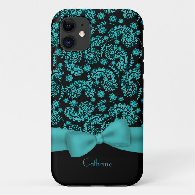 Black & Turquoise Paisley iPhone 5 Fall Case-Mate iPhone Hülle (Rückseite)