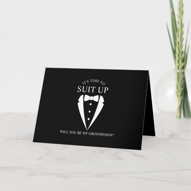 Black Tuxedo Anzug Personalisierter Trauzeuge Vors Einladung (Vorderseite)