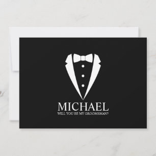 Black Tuxedo Anzug Personalisierter Trauzeuge Vors Einladung