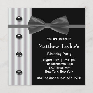 Black Tuxedo Bow Krawatte Mens Birthday Party Einladung