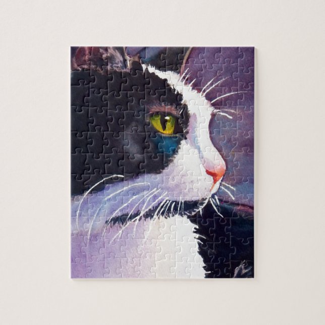 Black Tuxedo Cat in Stormy Mood (Vertikal)