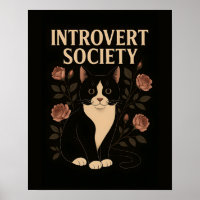 Black Tuxedo Cat Introvertierte Gesellschaft