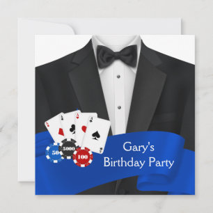 Black Tuxedo Mans Poker Geburtstagsparty Einladung