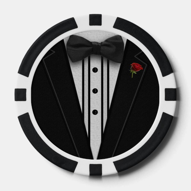 Black Tuxedo mit Bow-Krawatte Pokerchips (Vorderseite)