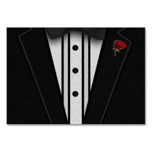 Black Tuxedo mit Bow-Krawatte Tischnummer