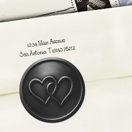 Black Two Hearts Intertwined Wedding Runder Aufkleber