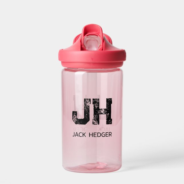 BLACK TWO LETTER MONOGRAM NAME GRAPE FRUIT TRINKFLASCHE (Vorne)