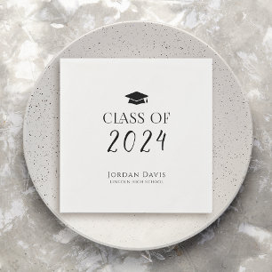 Black Typografy Class of 2025 Modern Graduate Serviette