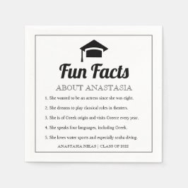 Black Typografy Fun Facts Graduierung Cap Napkins Serviette