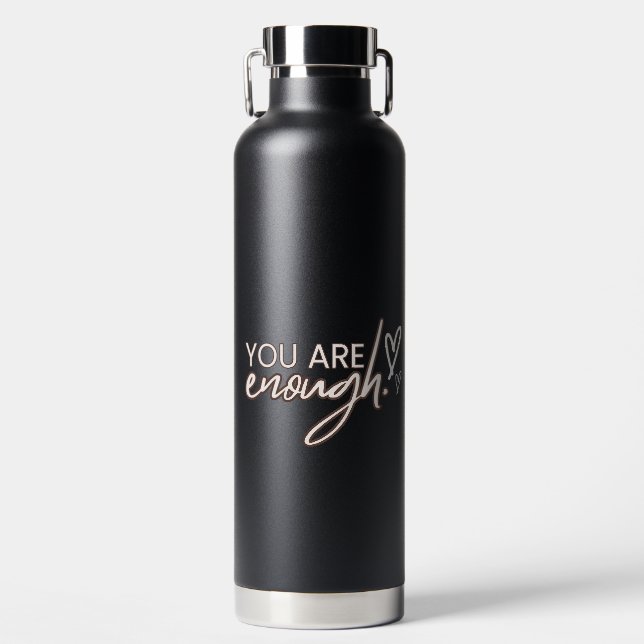 Black Typographic Self-Care Quotes Trinkflasche (Vorderseite)