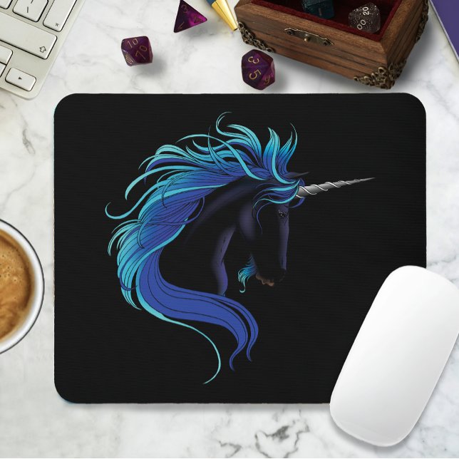 Black Unicorn Blue Silver Mousepad (Von Creator hochgeladen)