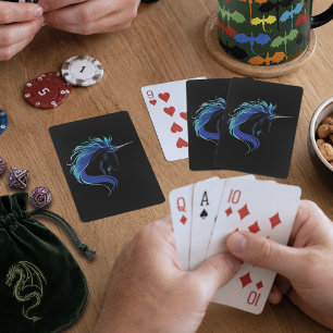 Black Unicorn Blue Silver Spielkarten