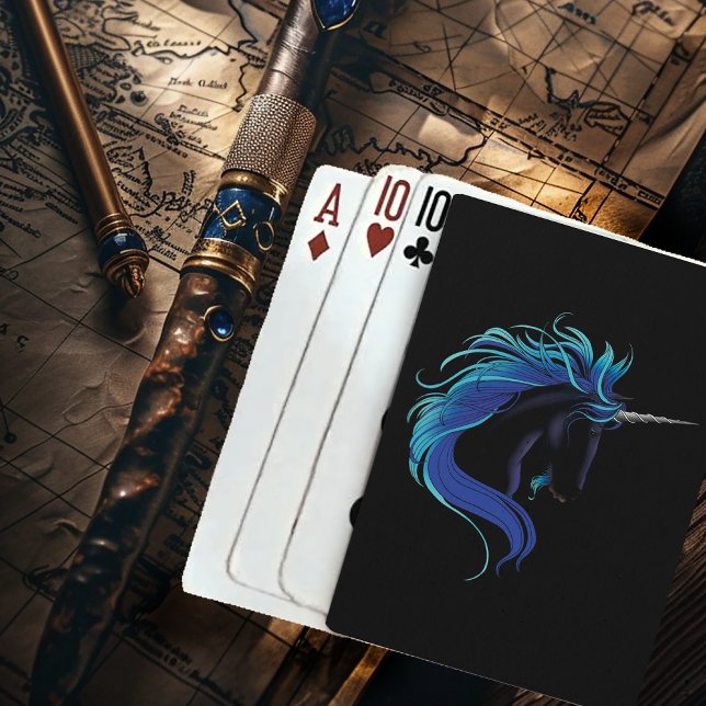 Black Unicorn Blue Silver Spielkarten (Von Creator hochgeladen)