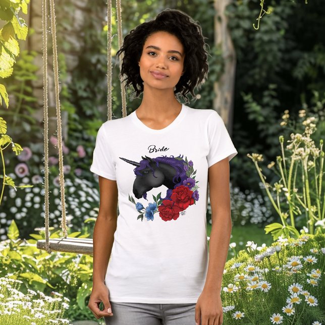 Black Unicorn Lila Red Sage Blume Bachlorette T-Shirt (Von Creator hochgeladen)