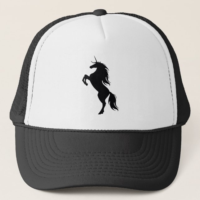 Black Unicorn Silhouette Hat Truckerkappe (Vorderseite)