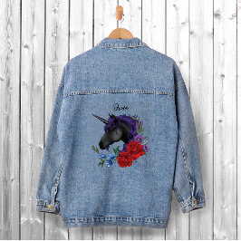 Black Unicorns Lila Red Sage Blume Jeansjacke