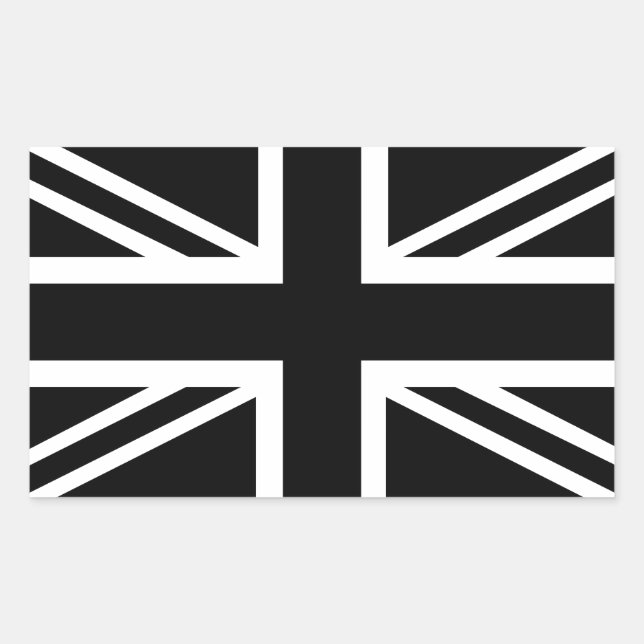 Black Union Jack British (UK) Country Flag Rechteckiger Aufkleber (Vorderseite)