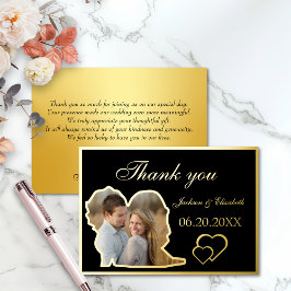 Black Unique Modernes Foto Hochzeit Danke Karte