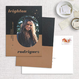 Black Unique Rounded Photo Graduation Announcement Ankündigung