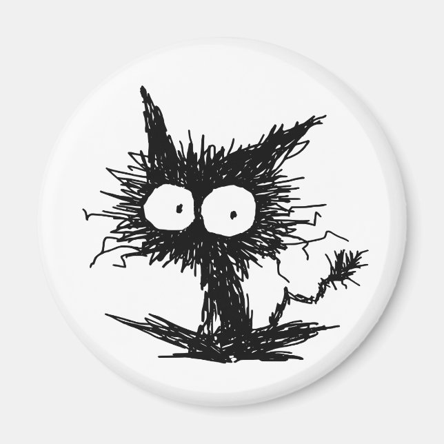 Black Unkempt Kitten Magnet (Vorne)
