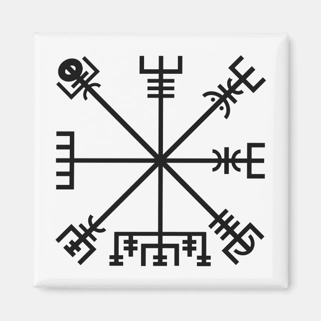 Black Vegvisier Sigil auf Weiß Magnet (Vorne)