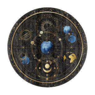 Black Velvet Gold Celestial Astrologie Schneidebrett