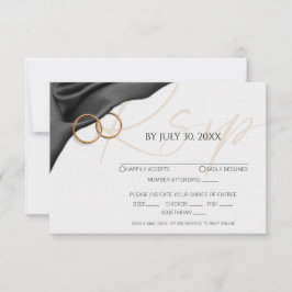 Black Velvet with Wedding Rings Response Card RSVP Karte