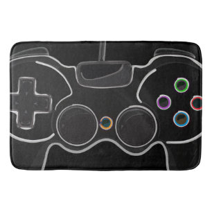 Black Video Game Controller Gamer Badematte