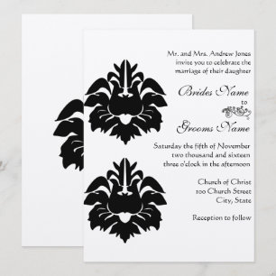 Black Viktorianisch Damask Wedding Einladung