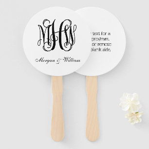 Black Vine Script Monogram B&G DIY BG Fächer