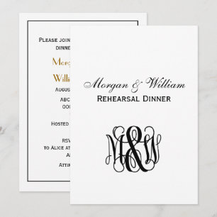Black Vine Script Monogram B&G DIY BG Probe Einladung
