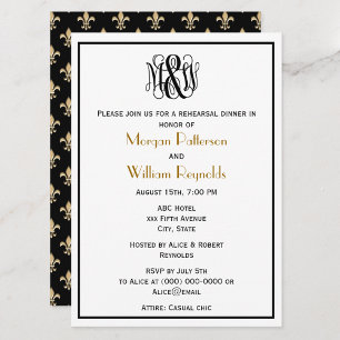 Black Vine Script Monogram DIY BG Probe Fleur Einladung