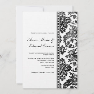 Black Vintag Damask Lace Wedding Einladung
