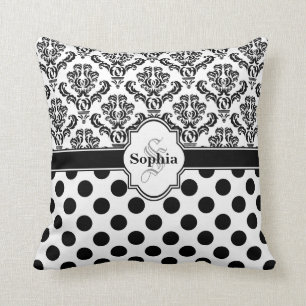 Black Vintag Damask Niedliche Polka Dots Kissen