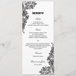Black Vintag Lace Elegante Wedding Menükarte