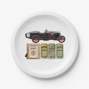 Black Vintage Car Pappteller