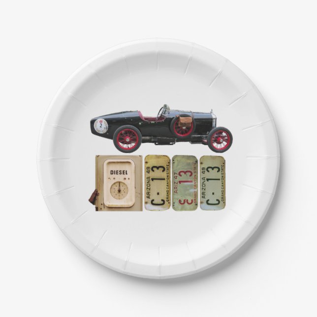 Black Vintage Car Pappteller (Vorderseite)