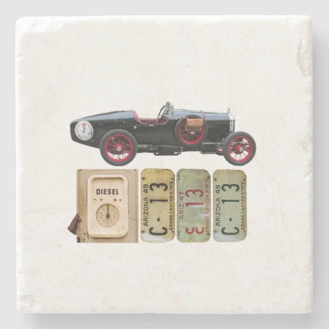 Black Vintage Car Steinuntersetzer (Vorderseite)