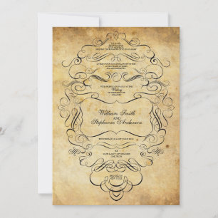 Black Vintage Floral Ornate Faire-part de mariage