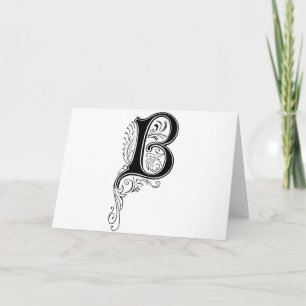 Black Vintage Monogram B Floral Swirls