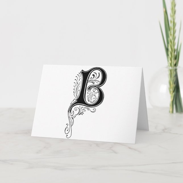 Black Vintage Monogram B Floral Swirls (Vorderseite)
