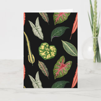 Black Vintage Plant Leaf Folded Greeting Card Karte