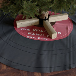 Black Vinyl Record Custom Christmas Tree Skirt Polyester Weihnachtsbaumdecke