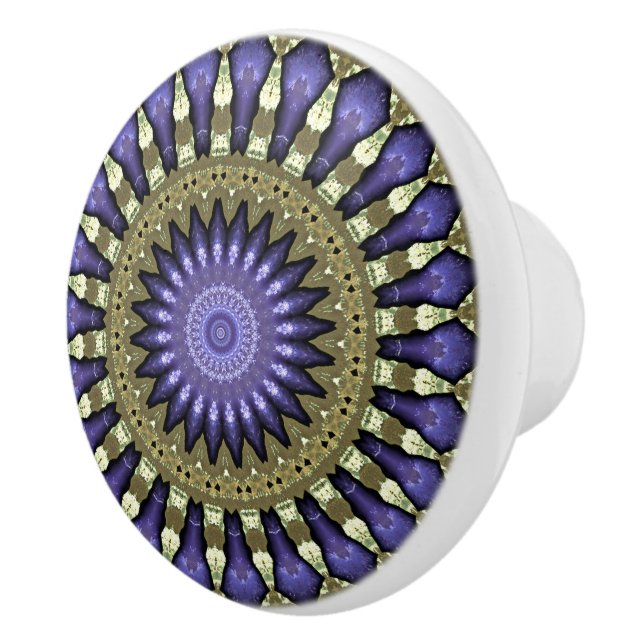 Black Violet Lila Imitat Gold Mandala Muster Keramikknauf (Rechts)