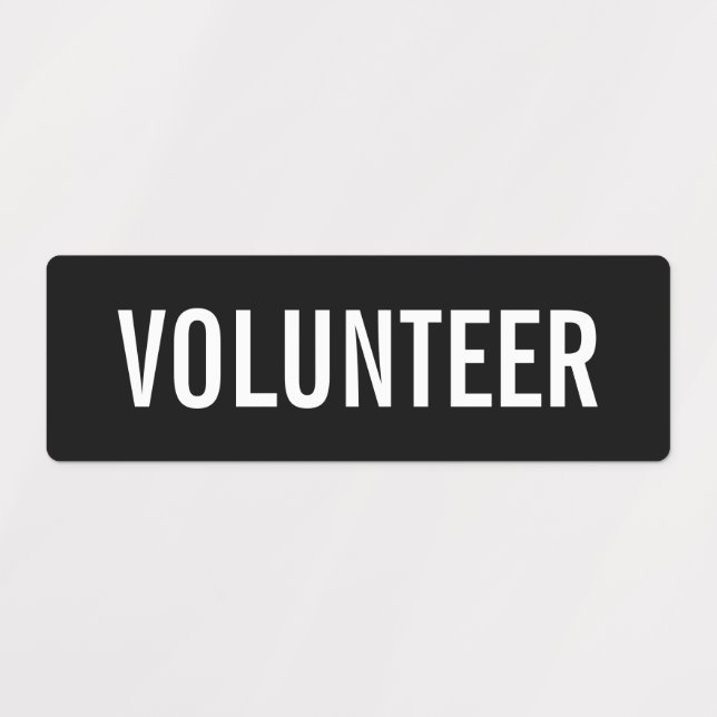 Black Volunteer Abzeichen Labels Etiketten (Design 1)