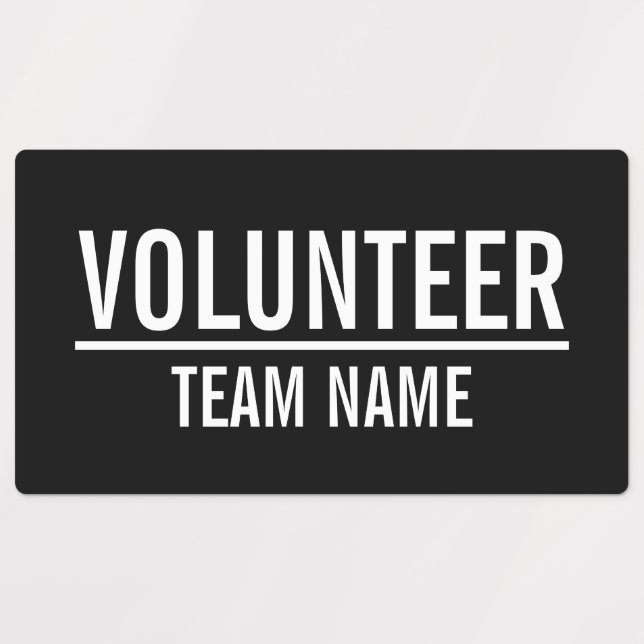 Black Volunteer Abzeichen mit benutzerdefinierten  Etiketten (Design 1)