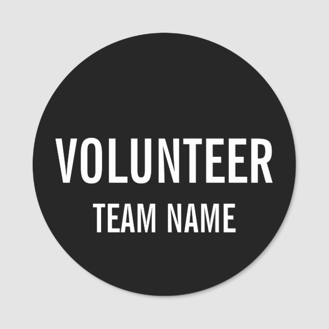 Black Volunteer Abzeichen mit benutzerdefinierten  Namensschild (Vorderseite)