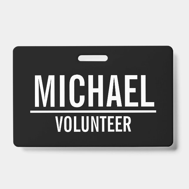 Black Volunteer Abzeichen mit Individuelle Name Ausweis (Vorderseite)